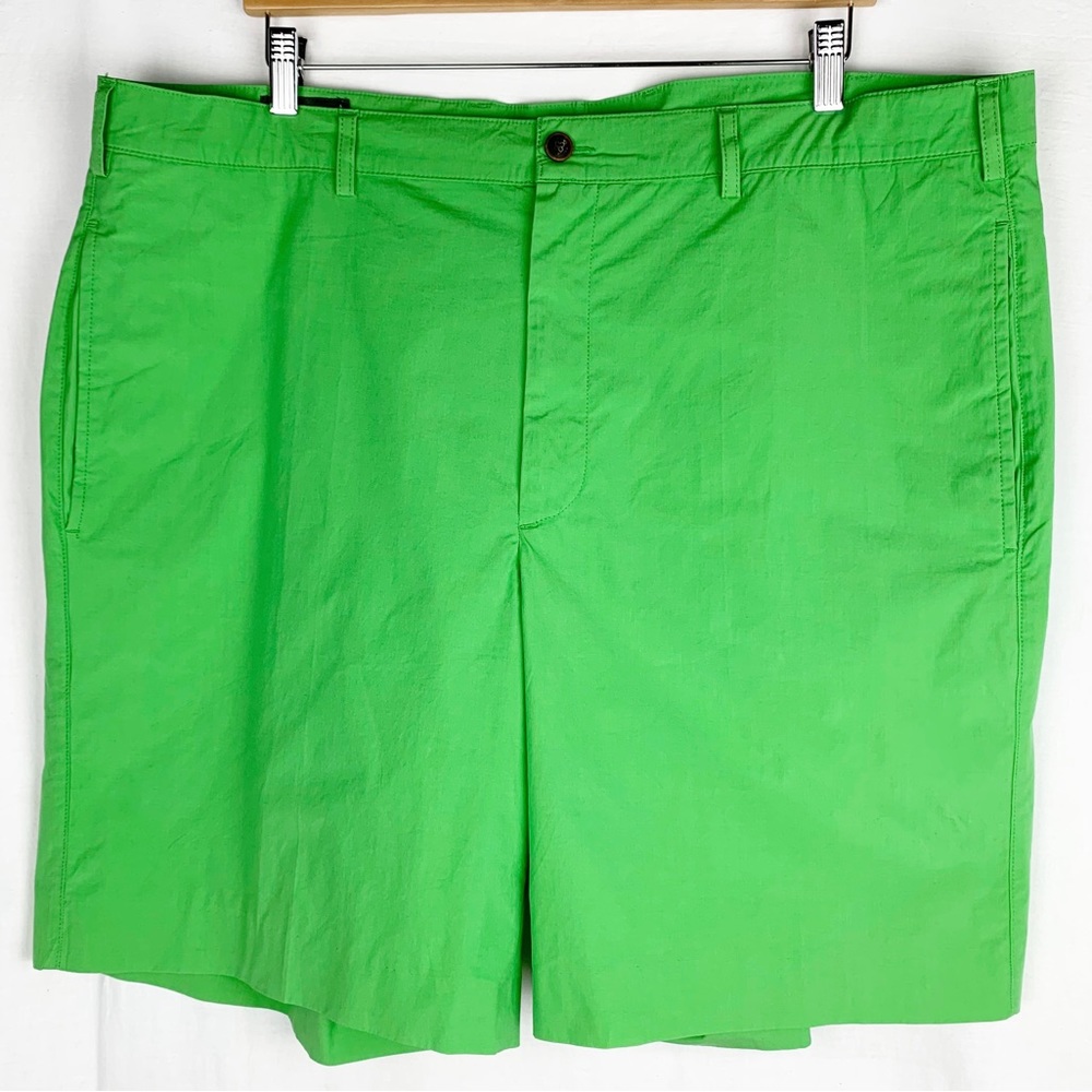 Orvis Mens Green Flat Front Shorts Lightweight  Cotton Spandex Pockets size 42